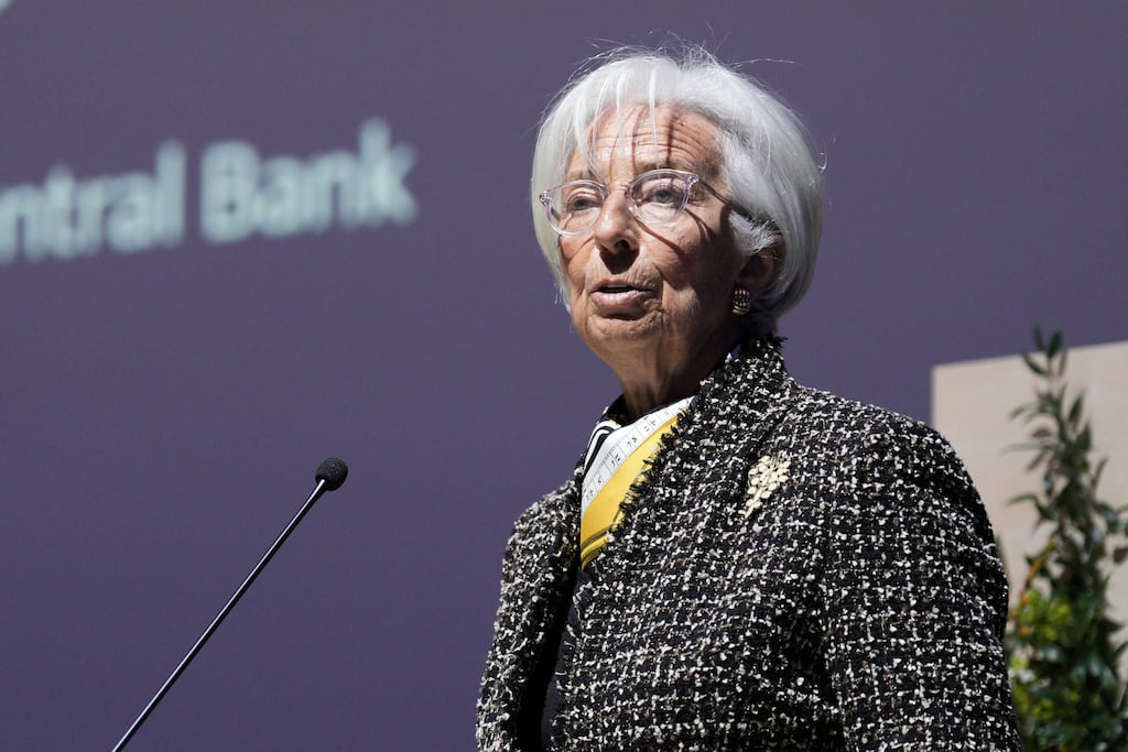 ECB president Christine Lagarde told journalists last month that “inflation is where we want it to be”. Photograph: Alessandro Rampazzo/Bloomberg