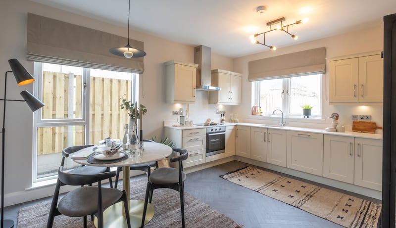 The kitchen in the three-bedroom houses at Woodbrook. Photograph: David Cantwell Photography