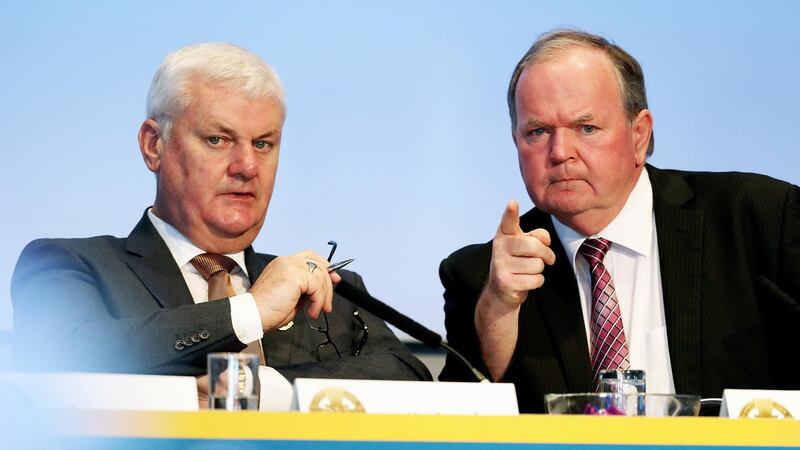 GAA President Aogan O Fearghail with former president Liam O’Neill. Photograph: Tommy Dickson/Inpho