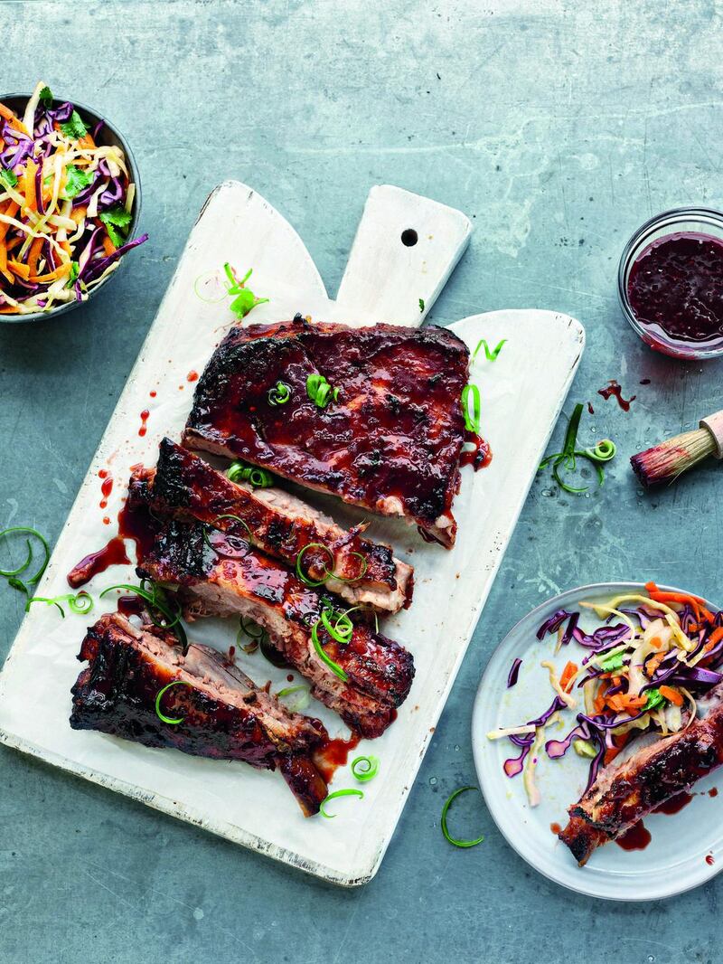 Char sui pork ribs with slaw