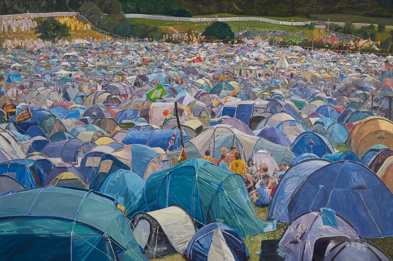 Colin Martin RHA, Glastonbury, 2023, oil on canvas; 180cm x 270cm at the RHA Annual 2023