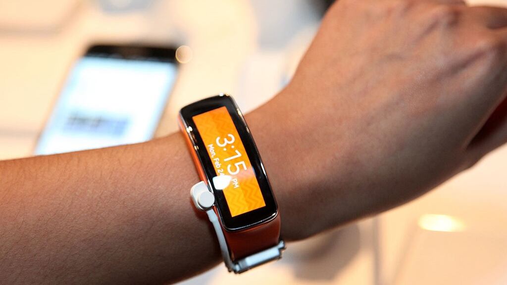 Samsung Gear Fit 2: will go on sale in the run-up to Christmas. Photograph: Donald Bowers/Getty Images for Samsung