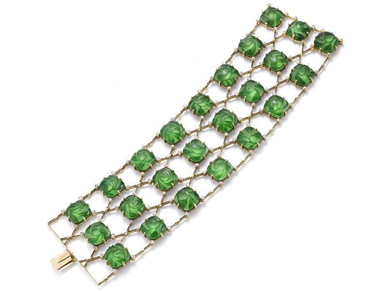 The bracelet from the set of Lalique jewellery created from a choker owned by Florence Evelyn St George