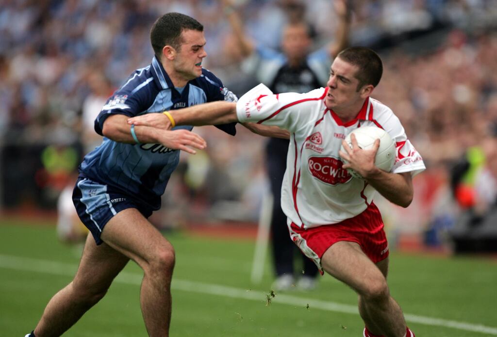 Paul Casey in action for Dublin against Tyrone's Philip Jordan during the 2005 All-Ireland quarter-final at Croke Park. Photograph: Eric Luke
