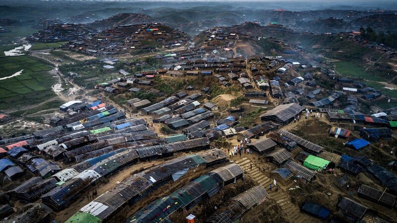 Hundreds of thousands of Rohingya refugees have fled to rough camps in Bangladesh like this one, Balukhali, pictured on September 29th. Photograph: Sergey Ponomarev/The New York Times