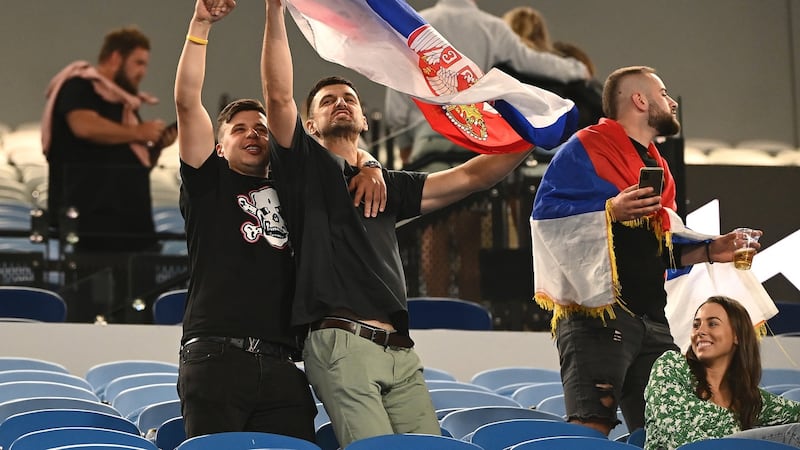 Spectators are forced to leave during Novak Djokovic’s third round win in Melbourne. Photograph: Quinn Rooney/Getty