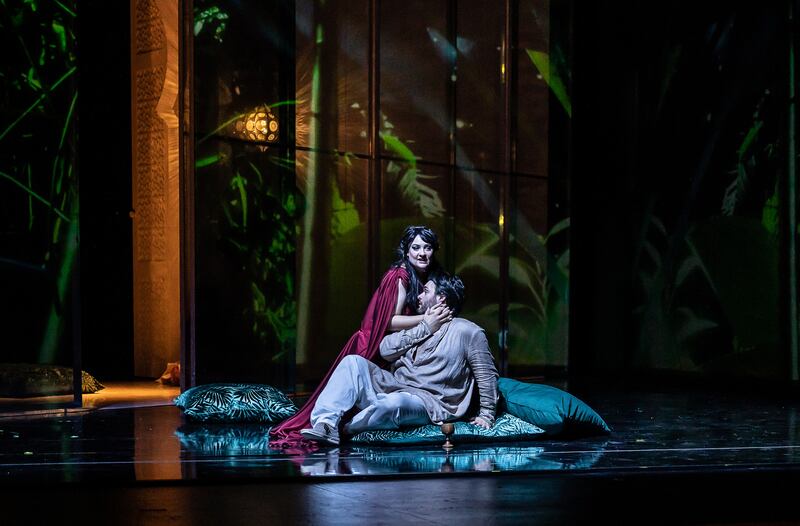 Jennifer Davis as Armida and Gerard Schneider as Rinald
in Armida by Antonín Dvořá. Photograph: Clive Barada/ArenaPAL