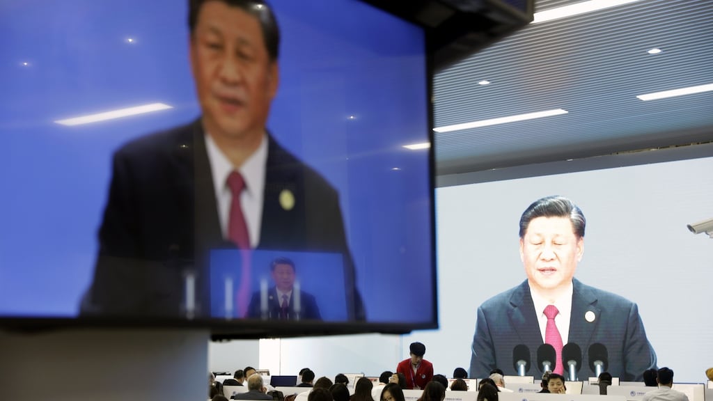Chinese president Xi Jinping speaking during the opening of the China International Import Expo. Photograph: Qilai Shen/Bloomberg