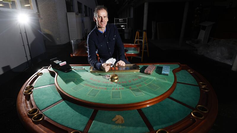 Auctioneer Niall Mullen at one of the high-end gaming tables from Silks casino.