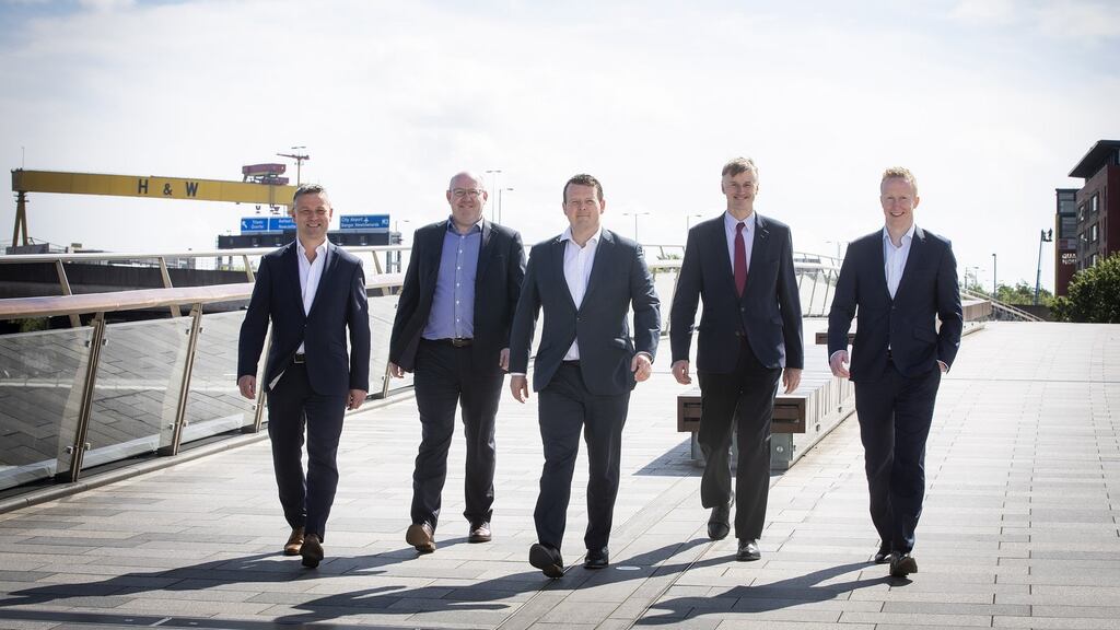 Kernel Capital partner Allen Martin; Automated Intelligence’s CEO Simon Cole and CFO Fergus McIlduff; Invest NI director of corporate finance William McCulla; and Bank of Ireland’s head of regional business banking NI Niall Devlin