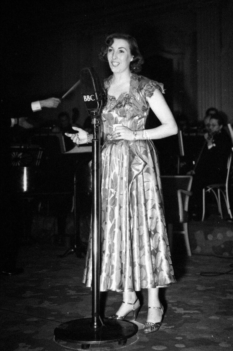 Vera Lynn on stage at the Grosvenor House in London during the National Radio Awards 1949. Photograph: PA Wire