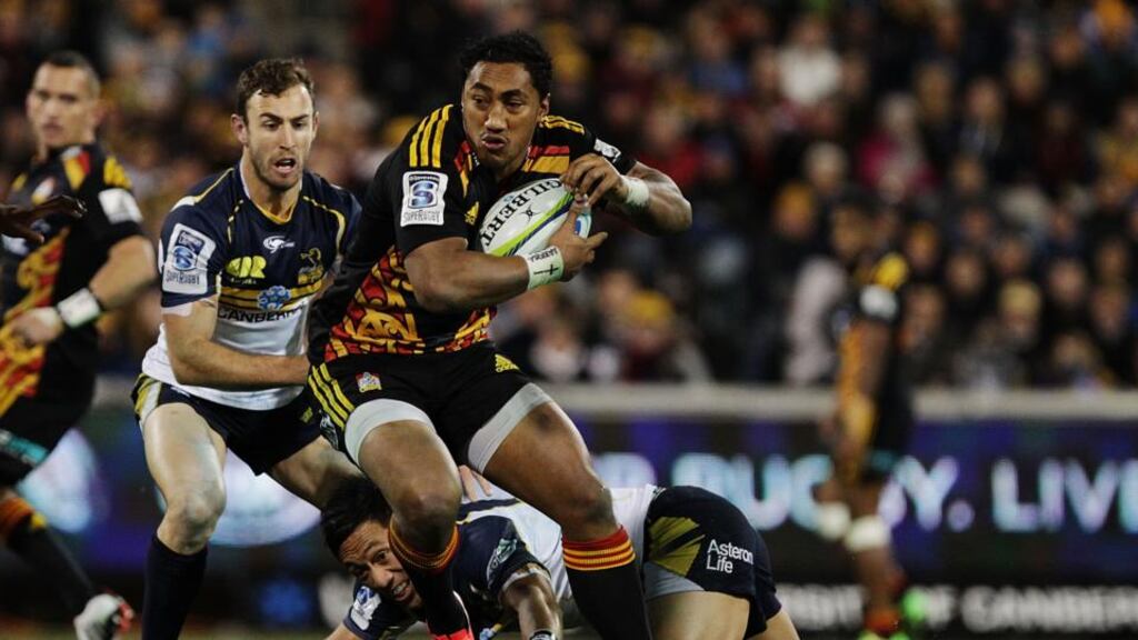 Bundee Aki of the Chiefs in action against the Brumbies in Canberra. Photograph: Stefan Postles/Getty Images