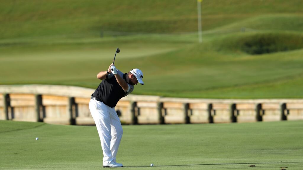 Ireland’s Shane Lowry  plays his approach  shot on the fourth hole during the first round of The Players Championship  at Sawgrass in Ponte Vedra Beach, Florida. Photograph: Sam Greenwood/Getty Images