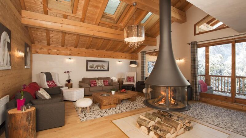 Living area of the luxurious Chalet La Marquise in Sainte Foy