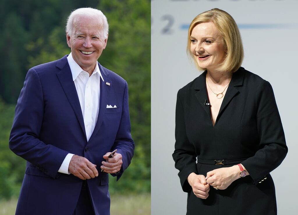 Liz Truss and Joe Biden discussed their shared commitment to protecting the gains of the Belfast Agreement, according to the Whtie House. Photograph: PA Images