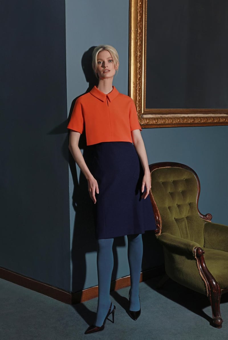 Pleat sleeve shirt, €110; pleat skirt, €145