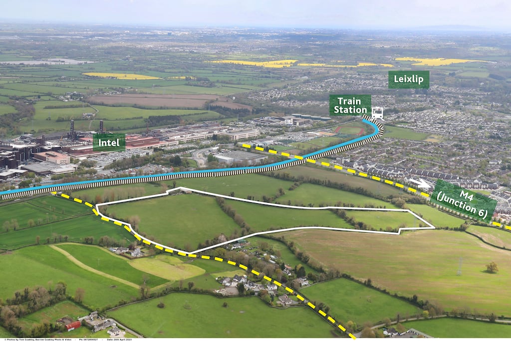 An aerial view of the lands at Collinstown in Leixlip, Co Kildare. Photograph: Tom Coakley