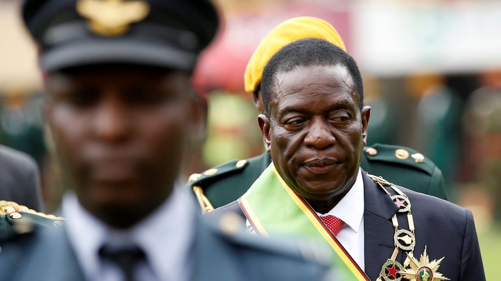 Emmerson Mnangagwa pictured after he was sworn in as Zimbabwe’s president in Harare on Friday. Photograph: Reuters