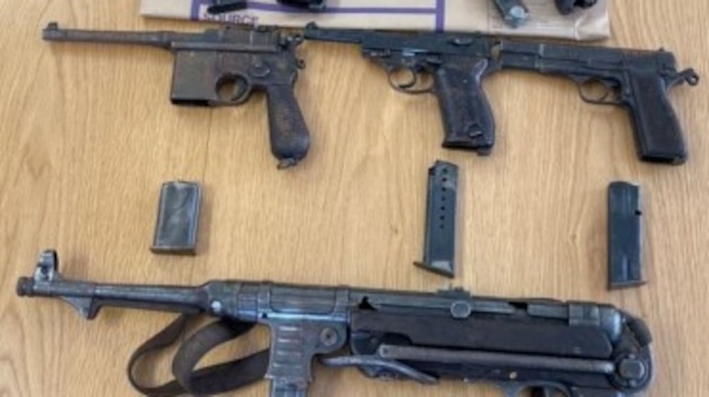 Some of the guns seized by gardaí at a site off the Naas Road in Rathcoole, Co Dublin.