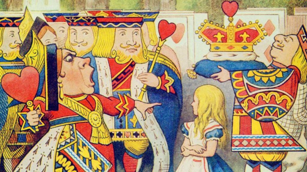 'The Queen has come! And isn't she angry.', illustration from Alice in Wonderland by Lewis Carroll (1832-9) (colour litho) John Tenniel