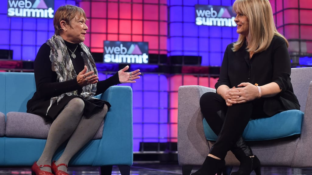 Jacki Ford Morie, chief scientist at The Augmented Traveler, in conversation with Mary Aiken, director of the RCSI, on the Centre Stage during day two of the 2015 Web Summit in the RDS, Dublin, Ireland. Photograph: Stephen McCarthy/Sportsfile