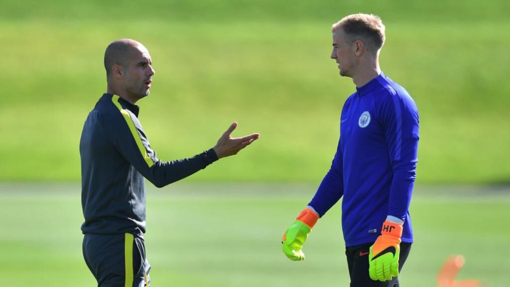 Joe Hart is likely to be Pep Guardiola’s third-choice goalkeeper if he stays at Manchester City. Photograph: PA