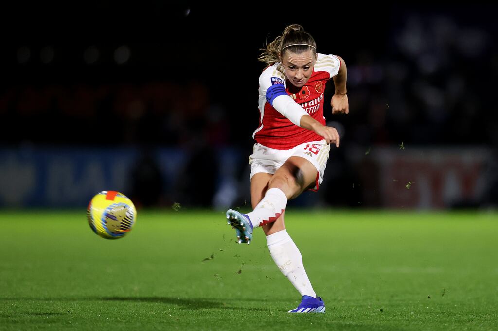 Katie McCabe captained Arsenal once again vs West Ham. Photograph: James Chance/Getty Images
