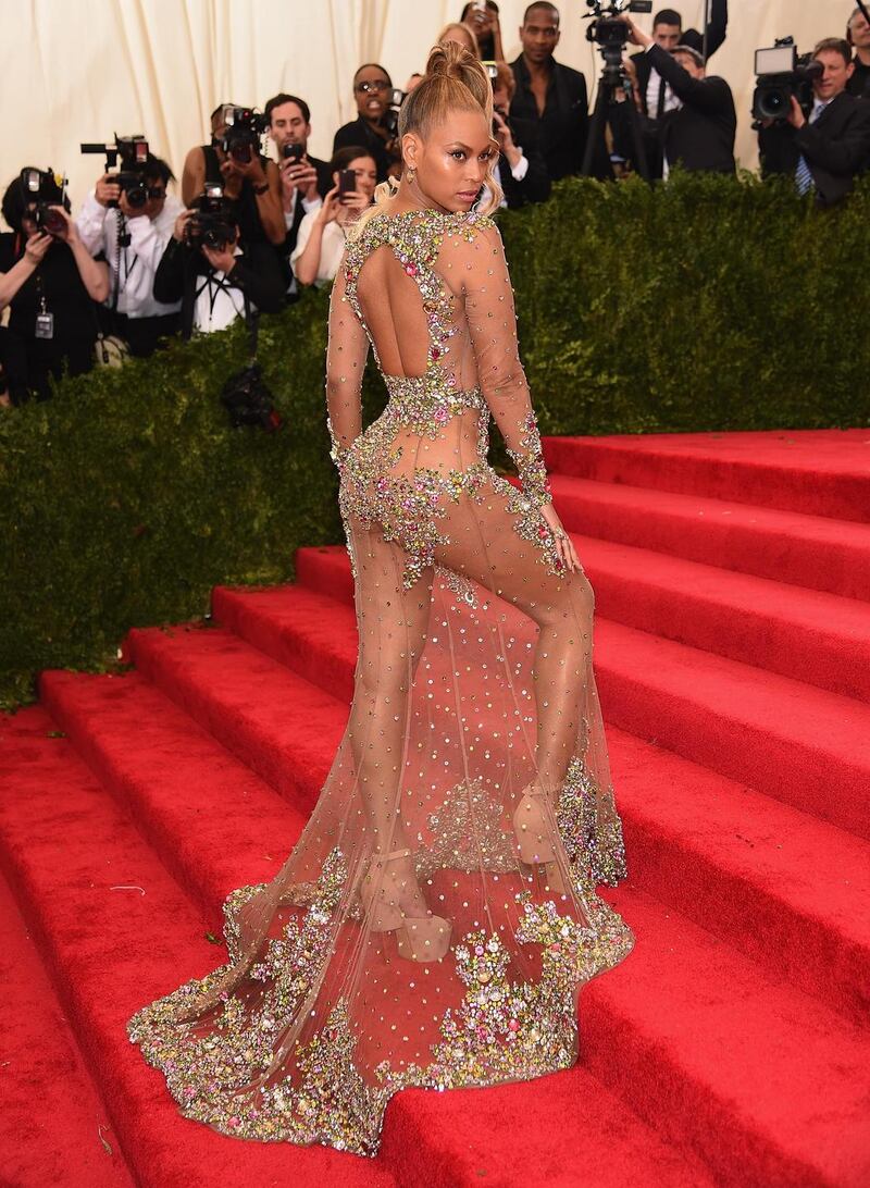 Beyonce in her Givenchy couture gown for her 2015 Met Gala. Photograph: Dimitrios Kambouris/ Getty Images