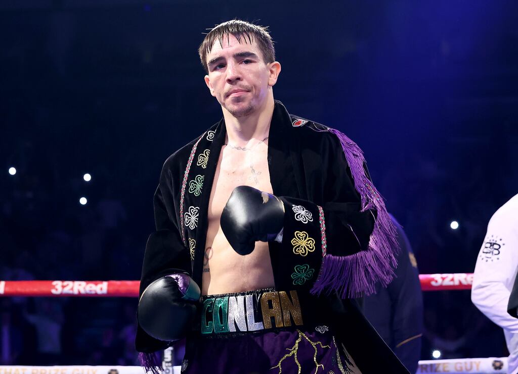Michael Conlan at the SSE Arena, Belfast, for his IBF Featherweight World Championship fight against Luis Alberto Lopez in May. 'I think the Lopez defeat was the first time I kind of considered ‘f**k this I’m done,' he said on losing the fight. Photograph: William Cherry/Presseye/Inpho
