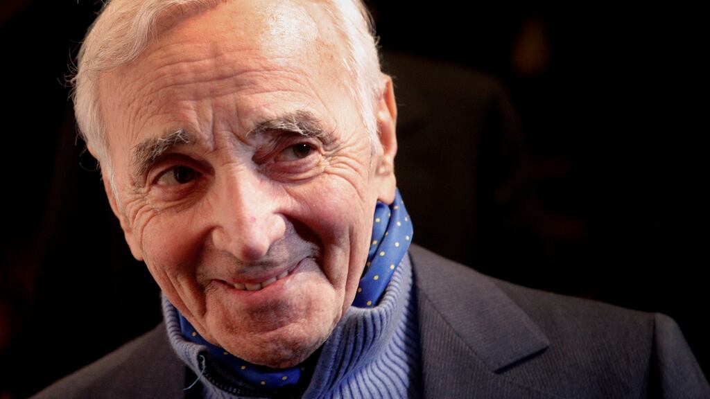 French singer Charles Aznavour, who described himself as “100 per cent French and 100 per cent Armenian” Photograph: Christophe Ena/Pool/File Photo/Reuters