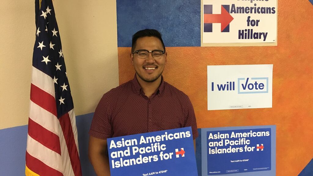 Philip Kim, outreach director for Asian and Pacific Islander communities for the Clinton campaign in Nevada. “We don’t just go and show up at community events. We try to create spaces where people can meet,” he says. Photograph: Ruadhán Mac Cormaic