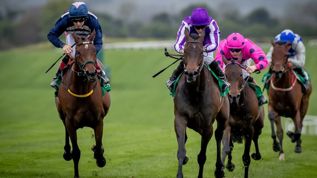 Pink Dogwood (R) and Ryan Moore were victorious at Navan. Photograph: Morgan Treacy/Inpho