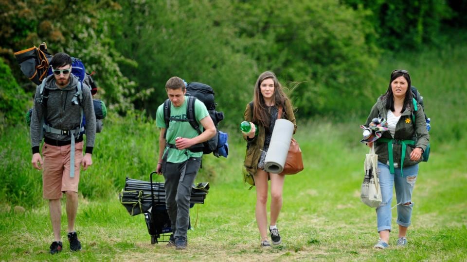 Tony Gunning, Colm O’Neill, Laura Woulfe and Kathryn O’Reilly arrive at the Body&Soul Festival. Photograph: Aidan Crawley/The Irish Times