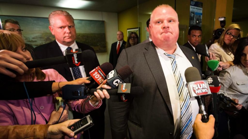 Toronto mayor Rob Ford: dropped out of race for re-election as mayor today after he was diagnosed with an abdominal tumour this week. Photograph: Reuters/Mark Blinch
