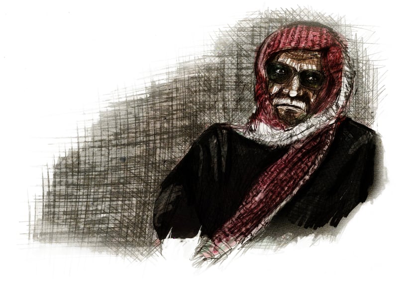 Ahmed Safar, a 70-year-old bereaved grandfather. He has lost all five of his children and lives with his young grandsons. Illustration: Marc Corrigan