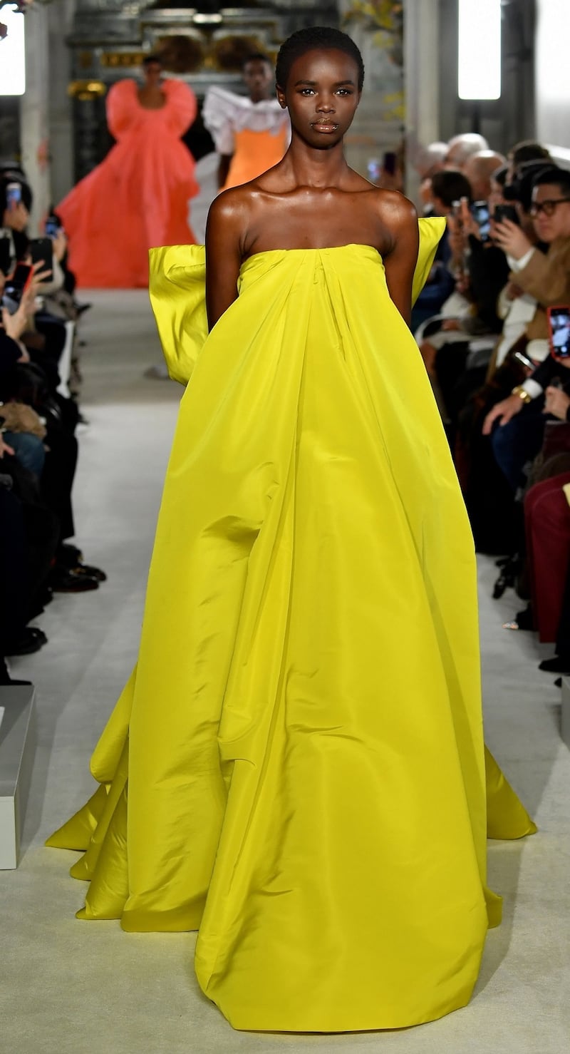 A model walks the runway during the Valentino Spring Summer 2019 show as part of Paris Fashion Week. Photograph: Pascal Le Segretain/Getty Images