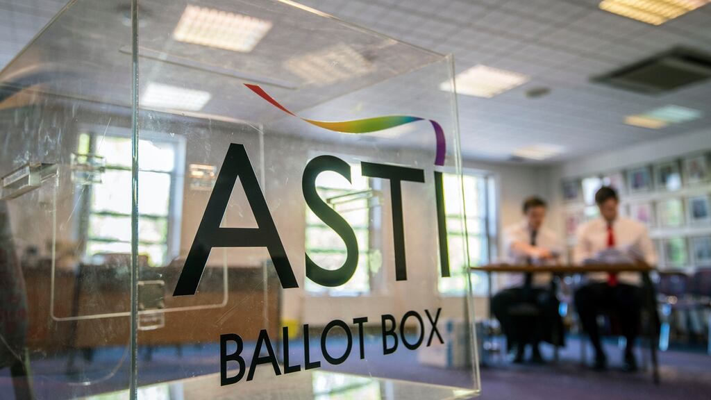 An ASTI ballot box during the counting of ballots at ASTI headquarters in Dublin. Photograph: Brenda Fitzsimons/The Irish Times