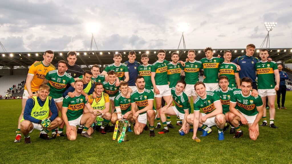 Kerry celebrate their 2019 Munster SFC final win over Cork. Photograph: James Crombie/Inpho