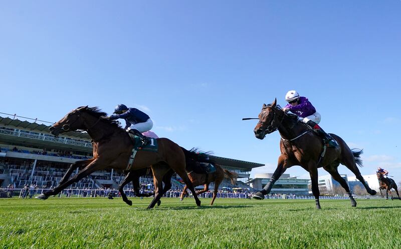 Henri Matisse and jockey Ryan Moore on their way to winning the Ballylinch Stud 'Red Rocks' Stakes at Leopardstown. Photograph: Niall Carson/PA Wire