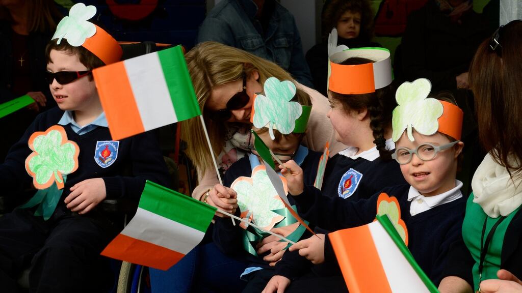 Children from first class at St Raphael’s Special School in Celbridge during the Proclamation ceremony. Photograph: Cyril Byrne/The Irish Times