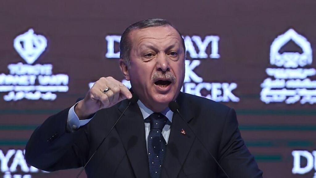 President Recep Tayyip Erdogan: front page headlines on newspapers that regularly criticise Erdogan and the Turkish authorities read “Arrogant Holland” on Sunday. Photograph: Ozan Koseozan Kose/AFP/Getty Images
