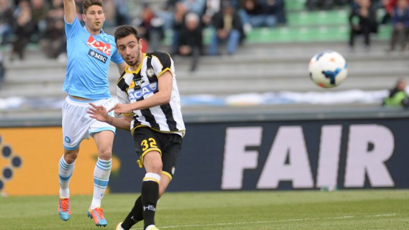 Fernandes scores for Udinese against Napoli in 2014. Photo: Dino Panato/Getty Images