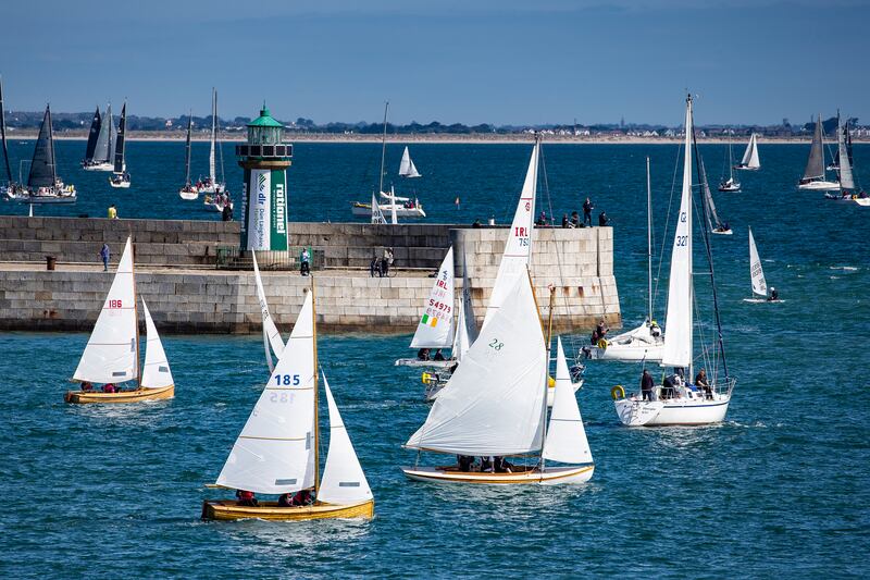Competitors leaving harbour on the final day of the 2019 Dun Laoghaire Regatta. Photograph: David Branigan/Oceansport