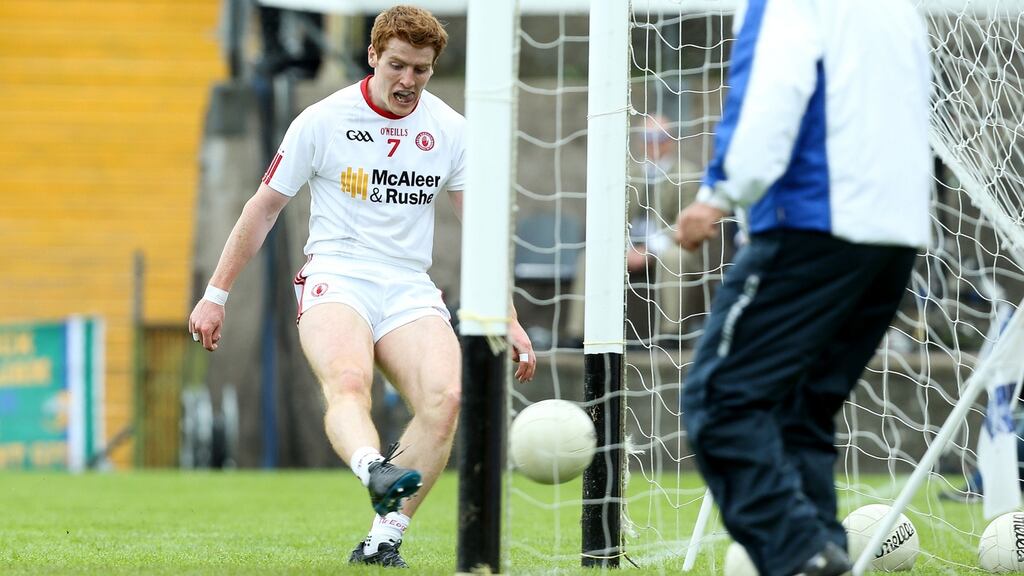 eter Harte scores Tyrone’s second goal against Cavan. Photograph: Andrew Paton/Inpho