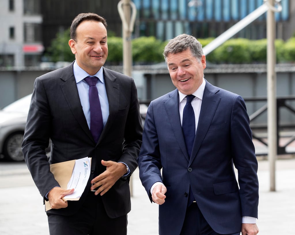 Leo Varadkar with his former minister for finance Paschal Donohoe. Insiders believe the first budget surplus in a decade in 2018 reflected government policy led from the top. Photograph: Collins
