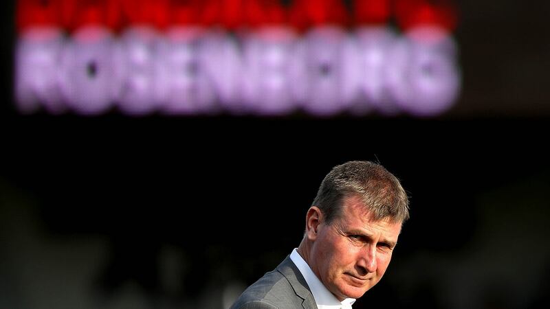 Stephen Kenny pictured during the Champions League second qualifying round first leg game against Rosenborg at Oriel Park. Photograph: Ryan Byrne/Inpho