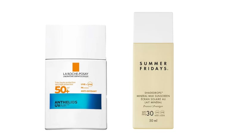 La Roche Posay Anthelios UVAIR SPF50 (€26 from Meaghers Pharmacy) and Summer Fridays Shade Drops SPF30 (€40 from Space NK)