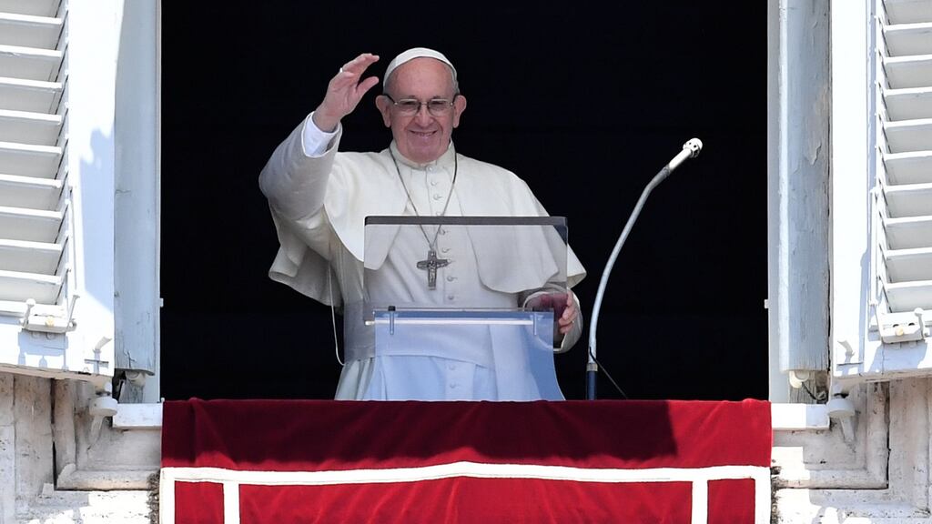 Pope Francis waves to a crowd gathered in St Peter’s Square in the Vatican. File photograph: Andreas Solaro/AFP/Getty Images