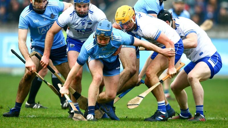 Dublin’s Oisin O’Rorke attempts to gather possession. Photograph: Ken Sutton/Inpho