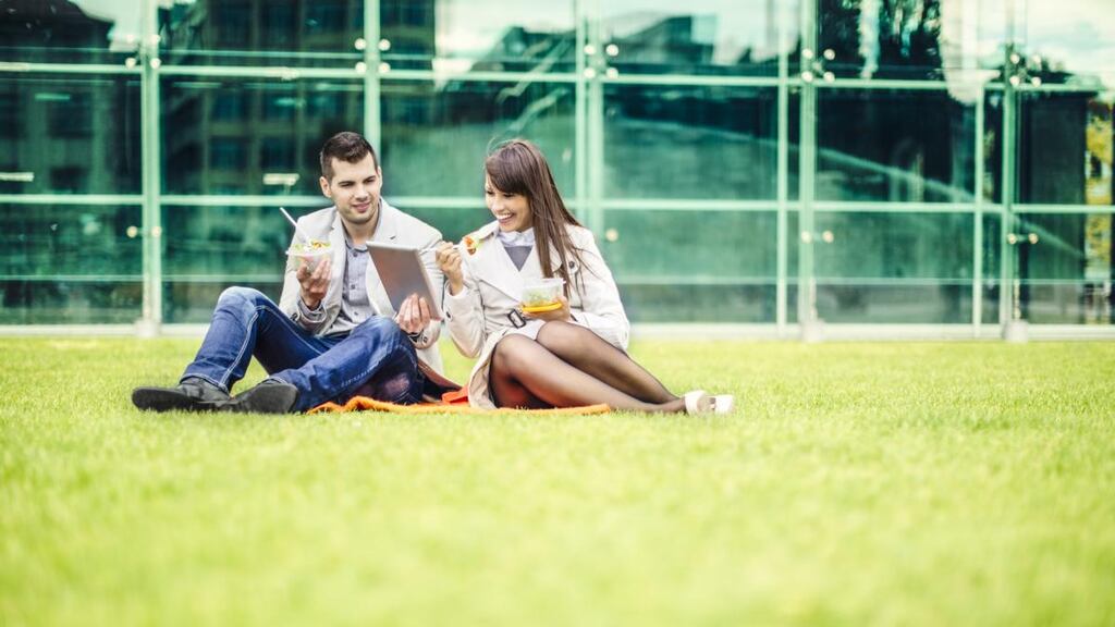 Get away from your office and eat your lunch outside if you can. Photograph: E+/iStock/Getty